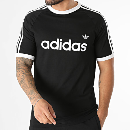 Adidas Originals - Ensemble Tee Shirt Et Short Jogging A Bandes 3 Stripes Ringer KF0417 KE3566 Noir