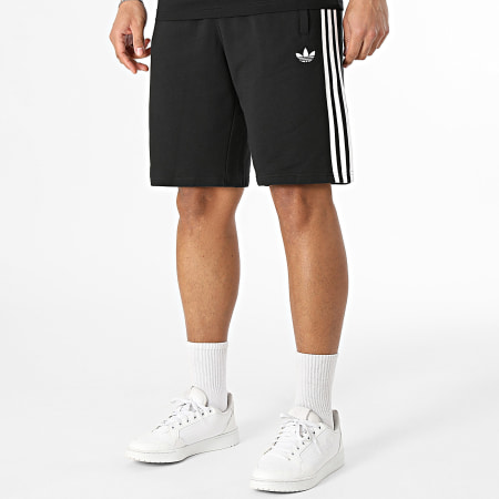 Adidas Originals - Ensemble Tee Shirt Et Short Jogging A Bandes 3 Stripes Ringer KF0417 KE3566 Noir