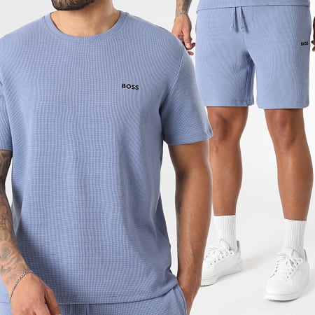 BOSS - Ensemble Tee Shirt Et Short Jogging Waffle 50535891 50535884 Bleu Clair