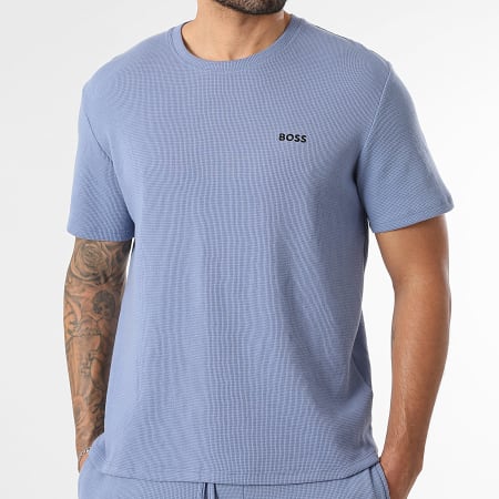 BOSS - Ensemble Tee Shirt Et Short Jogging Waffle 50535891 50535884 Bleu Clair