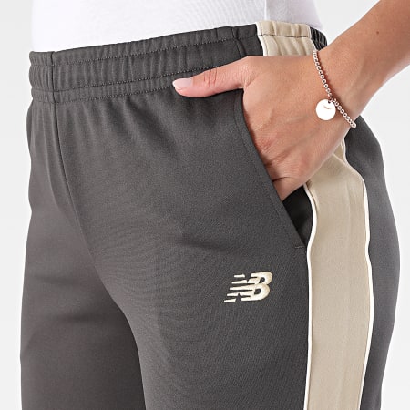 New Balance - Pantalón chándal con bandas mujer Slim WB61Q2R4 Gris Antracita Beige