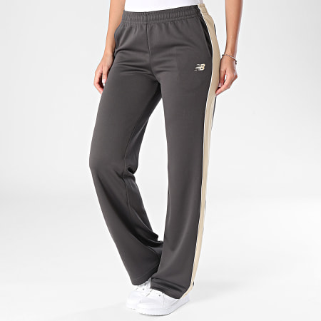 New Balance - Pantalón chándal con bandas mujer Slim WB61Q2R4 Gris Antracita Beige