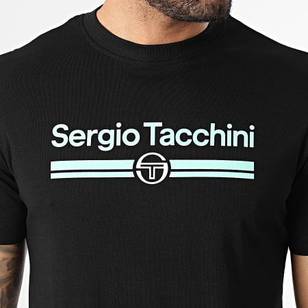 Sergio Tacchini - T-Shirt Marchio 41200 Nero Turchese