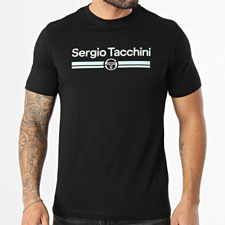 Sergio Tacchini - T-Shirt Marchio 41200 Nero Turchese