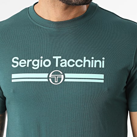 Sergio Tacchini - T-Shirt Marchio 41200 Verde Bottiglia Turchese