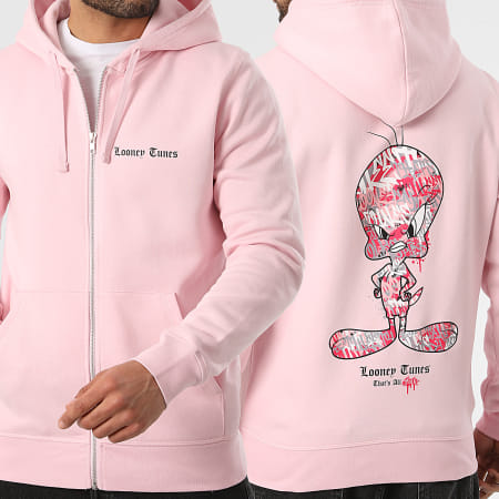 Looney Tunes - Sweat Zippé Capuche Titi Graff Rose