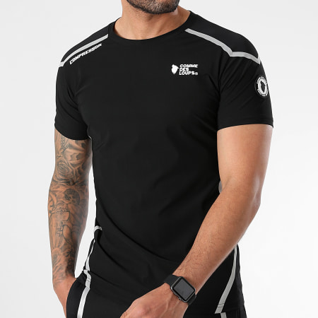 Comme Des Loups - T-Shirt Compressor Preto Reflexivo