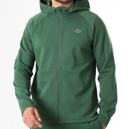 Lacoste - Jacke mit Reißverschluss Kapuze Krokodil-Logo Dunkelgrün