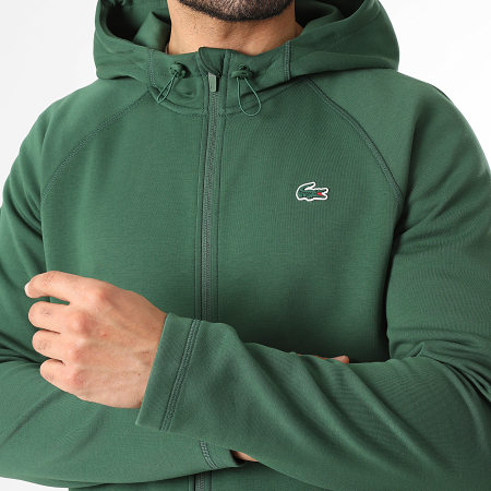 Lacoste - Jacke mit Reißverschluss Kapuze Krokodil-Logo Dunkelgrün