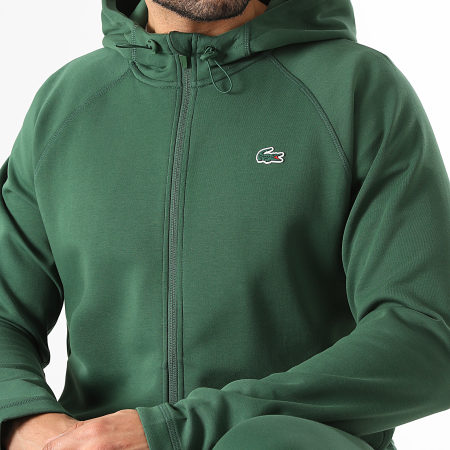 Lacoste - Jacke mit Reißverschluss Kapuze Krokodil-Logo Dunkelgrün