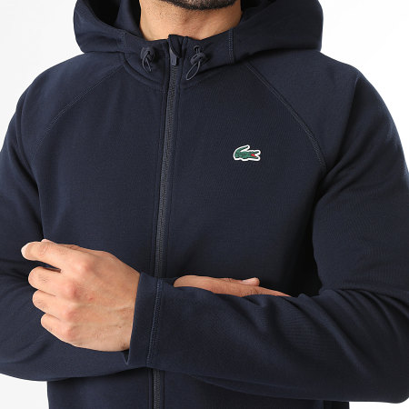 Lacoste - Veste Zippée Capuche Logo Crocodile Bleu Marine
