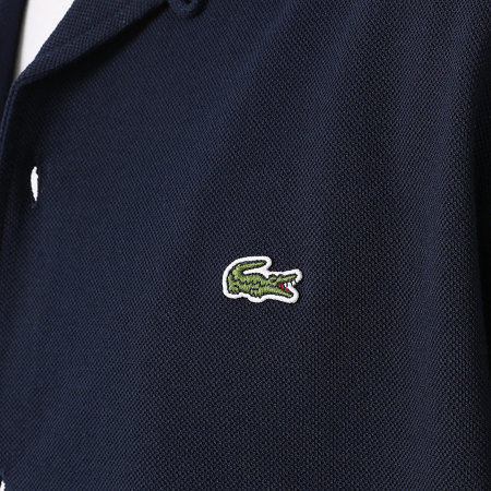 Lacoste - Chemise Manches Courtes Logo Brodé Crocodile Bleu Marine