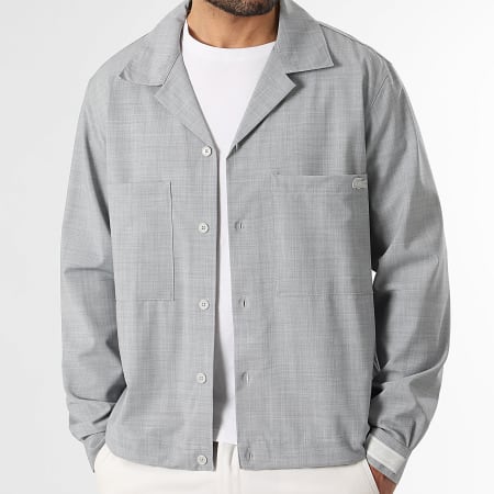 Lacoste - SovraCamicia Logo Ricamato Coccodrillo Ton Sur Ton Grigio Mélange