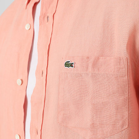 Lacoste - Camisa Manga Larga Logo Bordado Cocodrilo Coral