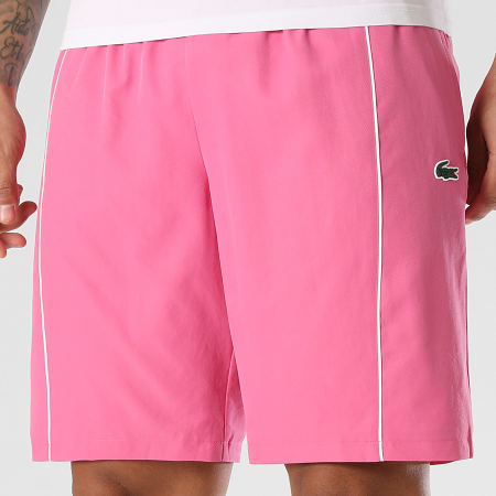 Lacoste - Short Jogging Logo Crocodile Rose Blanc