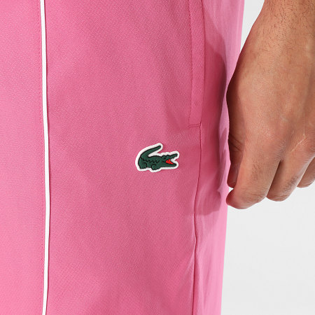 Lacoste - Short Jogging Logo Crocodile Rose Blanc