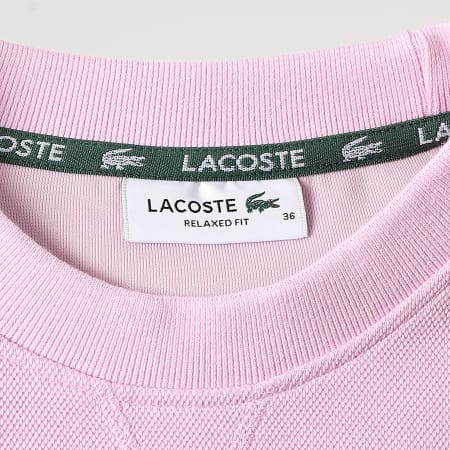 Lacoste - Sweat Crewneck Femme Logo Brodé Crocodile Rose