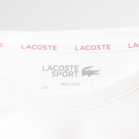 Lacoste - Camiseta Logo Cocodrilo Blanco Rosa