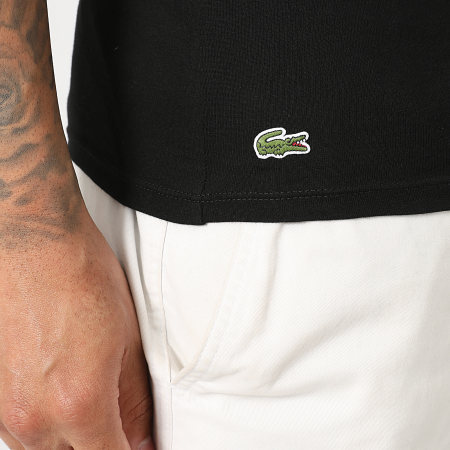 Lacoste - Lot De 3 Tee Shirts Slim Fit Logo Brodé Crocodile Noir Vert Foncé Vert Clair