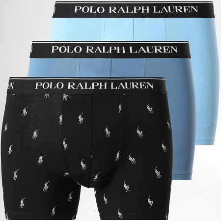 Polo Ralph Lauren - Lot De 3 Boxers Noir Bleu Clair Bleu Gris
