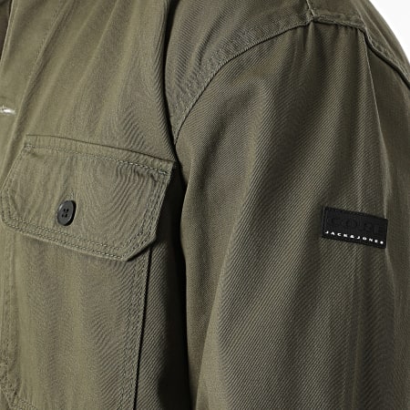 Jack And Jones - Camicia Overshirt Ben Classic Fusion Badge Verde Kaki