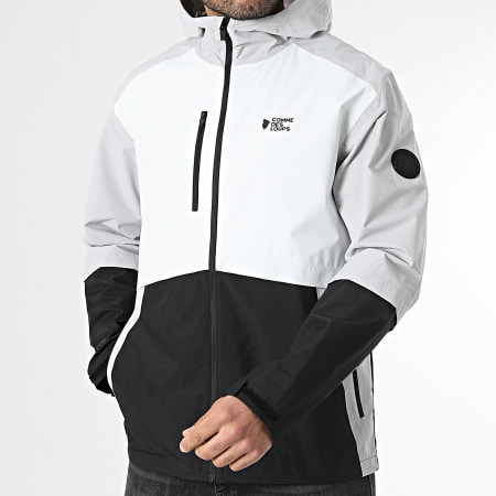 Comme Des Loups - Casaco Capuz Zíper Relax Preto Cinza Branco