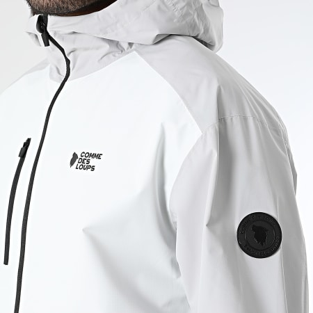 Comme Des Loups - Casaco Capuz Zíper Relax Preto Cinza Branco