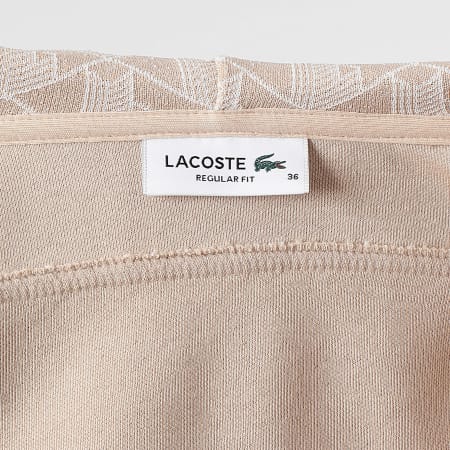 Lacoste - Sweat Capuche Zippée Femme Logo Brodé Crocodile The Blend Beige