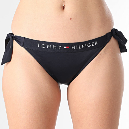 Tommy Hilfiger - Bas De Bikini Femme Side Tie Cheeky Bikini 4497 Bleu Marine Foncé