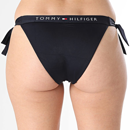 Tommy Hilfiger - Bas De Bikini Femme Side Tie Cheeky Bikini 4497 Bleu Marine Foncé