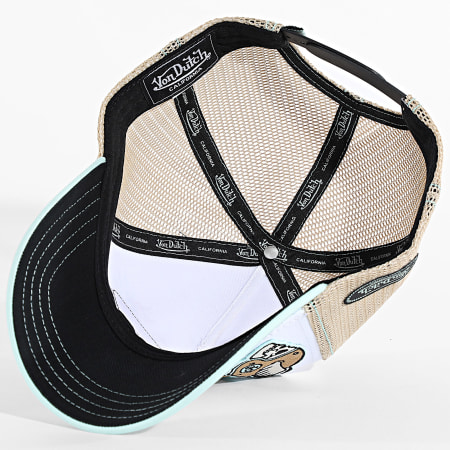Von Dutch - Casquette Trucker Patches Blanc Beige Bleu Ciel