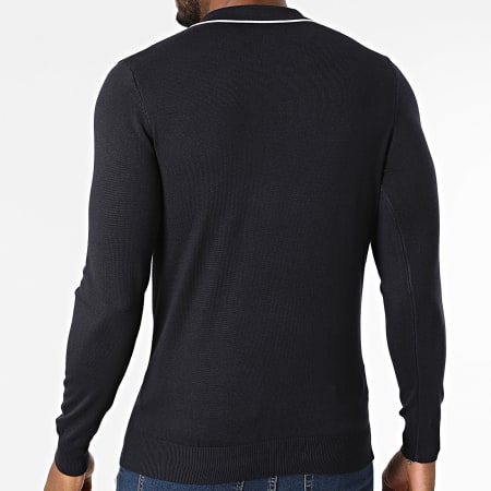 Frilivin - V-Neck Textured Sweater 658 Navy Blue