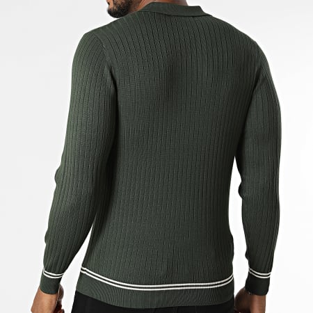 Frilivin - Polo Manches Longues Rib En Mailles 655 Vert Foncé