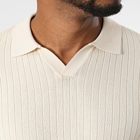 Frilivin - Polo Manches Longues Rib En Mailles 655 Beige