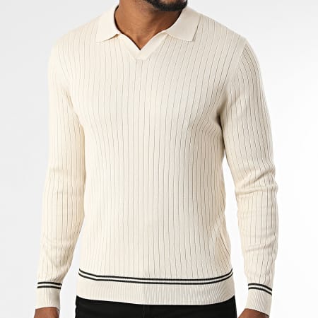 Frilivin - Polo Manches Longues Rib En Mailles 655 Beige
