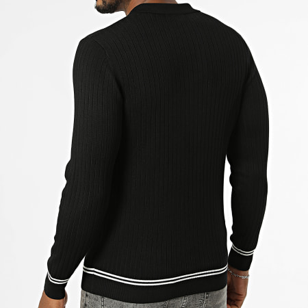 Frilivin - Polo Manches Longues Rib En Mailles 655 Noir