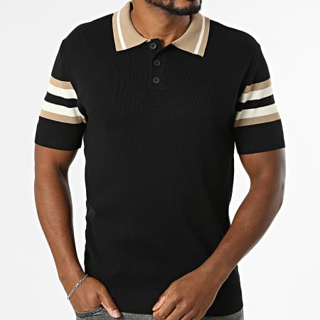 Frilivin - Polo Manches Courtes 6028 Noir Beige Blanc