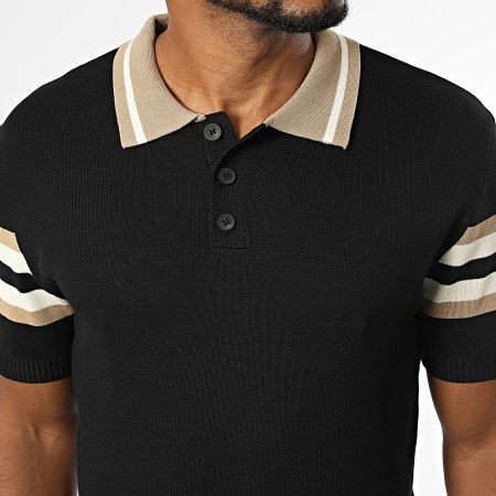 Frilivin - Polo Manches Courtes 6028 Noir Beige Blanc