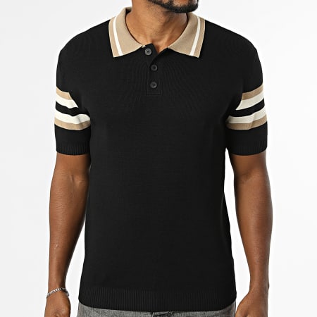 Frilivin - Polo Manches Courtes 6028 Noir Beige Blanc