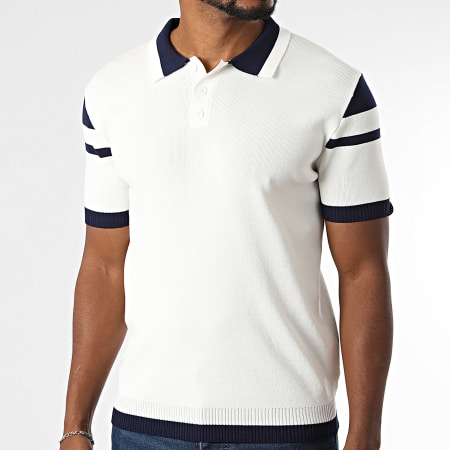 Frilivin - Polo Manches Courtes 026 Blanc Bleu Marine