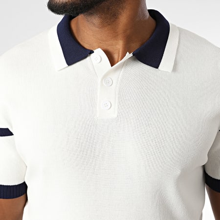 Frilivin - Polo Manches Courtes 026 Blanc Bleu Marine