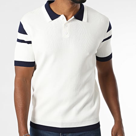 Frilivin - Polo Manches Courtes 026 Blanc Bleu Marine