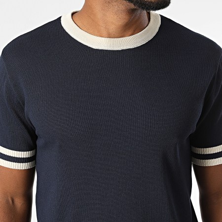 Frilivin - Tee Shirt Maille 6054 Bleu Marine Beige