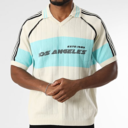 Frilivin - Polo Manches Courtes Maille 2305 Beige Turquoise