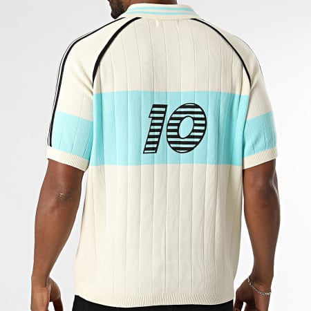 Frilivin - Polo Manches Courtes Maille 2305 Beige Turquoise