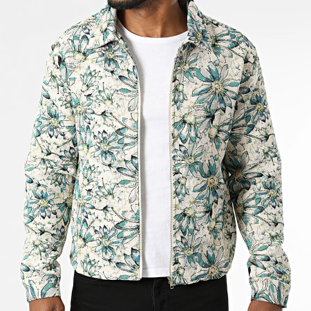 Frilivin - Veste Zippée 603 Beige Bleu Clair Floral