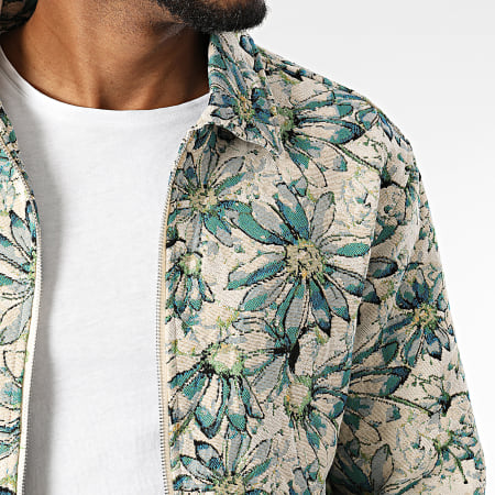 Frilivin - Veste Zippée 603 Beige Bleu Clair Floral