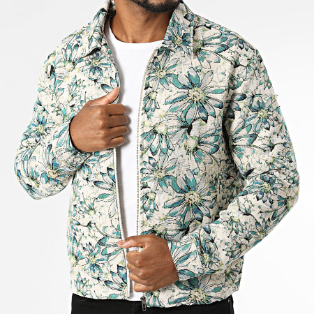 Frilivin - Veste Zippée 603 Beige Bleu Clair Floral