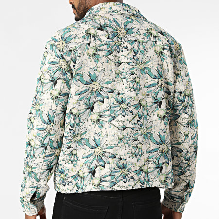 Frilivin - Veste Zippée 603 Beige Bleu Clair Floral