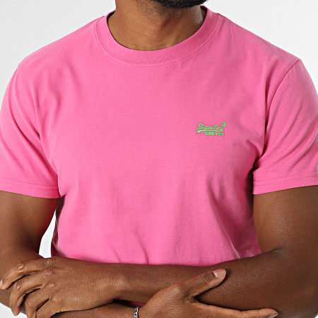 Superdry - Camiseta Essential Logo Bordado M1011245A Rosa Fucsia